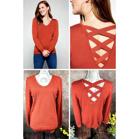 Love Ellie Mia Back Detail Sweater - Burnt Orange - size L - Picture 1 of 10